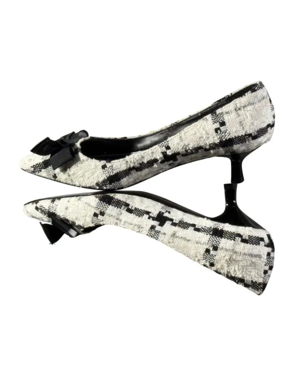 White House Black Market Sawyer Tweed Heels With Bow Accent Size 8 1/2M - Picture 7 of 11
